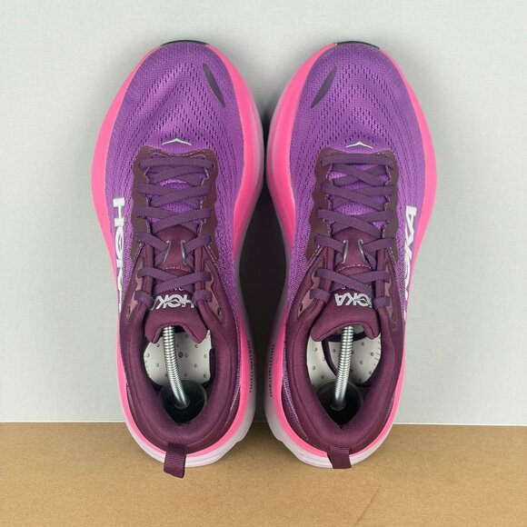 Hoka Bondi 8 Athletic Running Shoes Womens 9.5 Purple Pink Burgundy Low Top - Picture 9 of 10